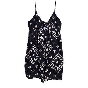 JOOLAY y2k babydoll‎ tie front open tunic blouse navy white M/L